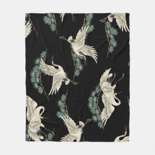 Elegant Japanese crane: artistic depiction. Fleece Blanket