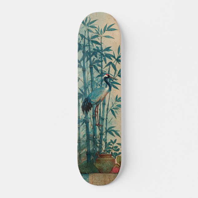 Elegant Japanese Crane Skateboard  (Front)
