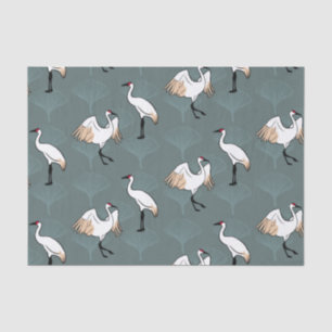 Elegant Japanese Cranes & Gingko Leaves Tissue Paper