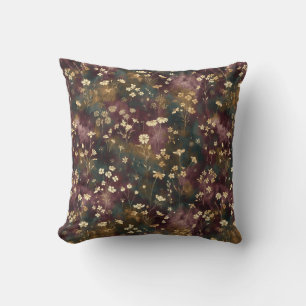 Elegant Japanese Floral – Moody Plum & Teal  Cushion
