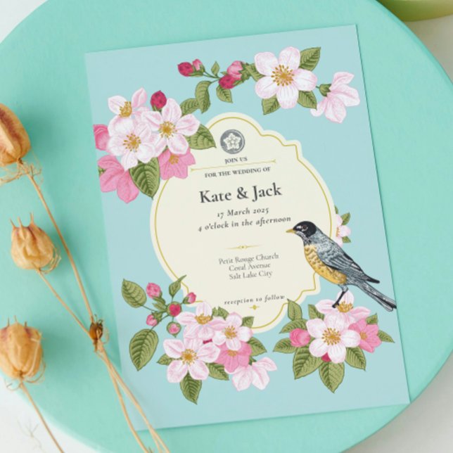 Elegant Japanese Floral Wedding Invitation (japanese wedding invitation)