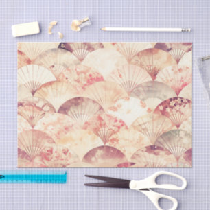 Elegant Japanese Folding Fan Watercolor Tissue Paper