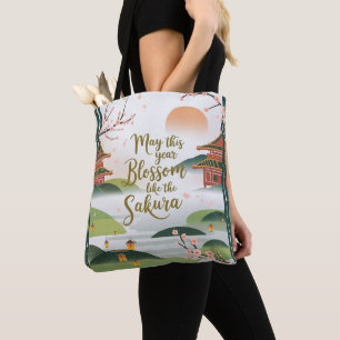 Elegant Japanese Garden Design - Sakura Blossoms Tote Bag