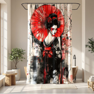 Elegant Japanese Geisha Girl   Shower Curtain