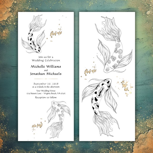 Elegant Japanese Koi Fish Wedding Invitation (Elegant Japanese Koi Fish Wedding Invitation)