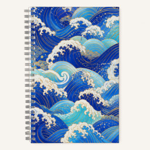 Elegant Japanese Ocean Waves Notebook
