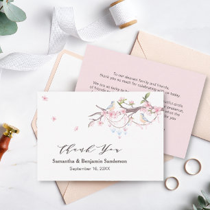 Elegant Japanese Sakura Cherry Blossom Wedding Thank You Card