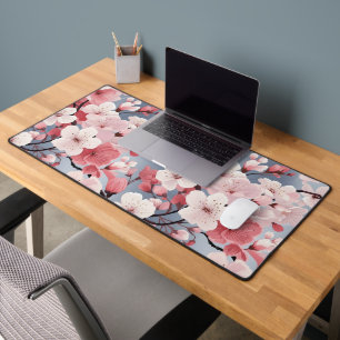 Elegant Japanese Sakura Floral Desk Mat