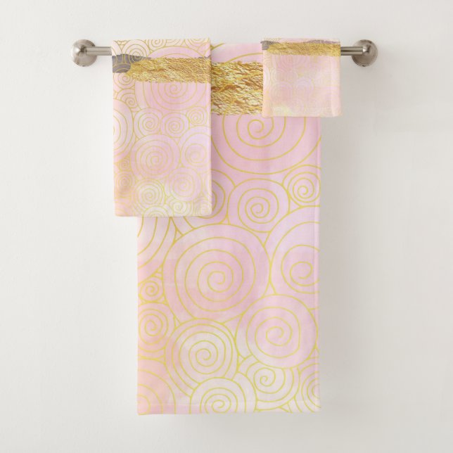 Elegant Japanese Style Abstract Waves Artwork | Bath Towel Set (Insitu)