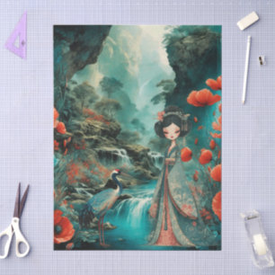 Elegant Japanese Themed Decoupage Crafting Tissue Paper