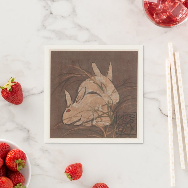 Elegant Japanese Vintage Rabbits Art Paper Napkins (Insitu)