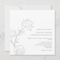 Elegant Jasmine Branch Square Wedding Invitation