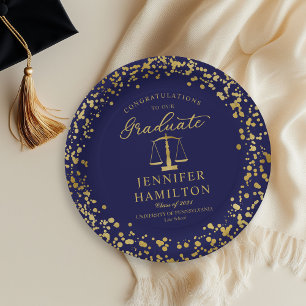 Elegant JD Law School Graduation Paper Plate