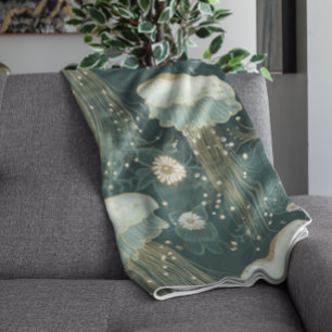 Elegant Jellyfish Pattern - Custom Name Fleece Blanket