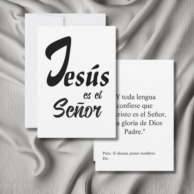 Elegant Jesus es el Señor Black & White Modern Thank You Card (Jesus es el Señor, spanish card, filipenses 2:11 and personalized name. gift for christians)