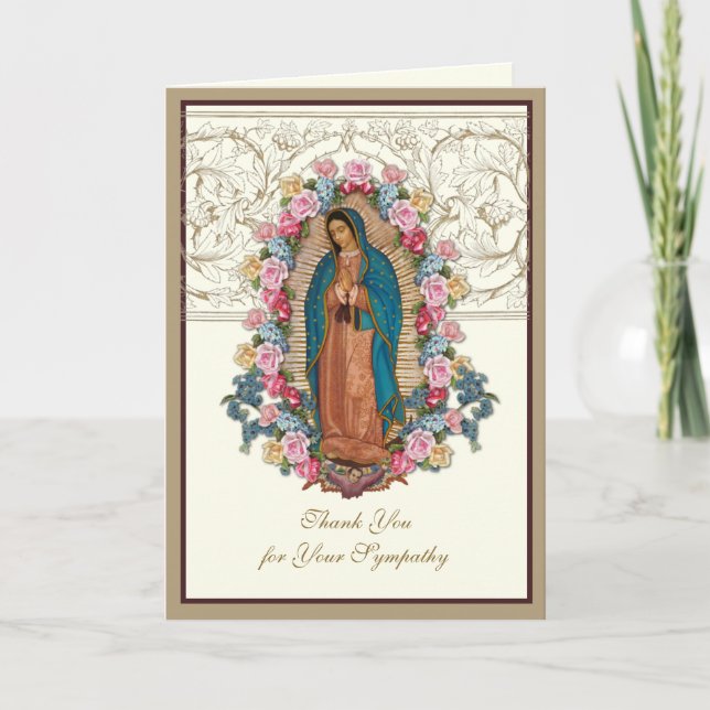 Elegant Jesus Roses Christian Condolence Thank You Card (Front)