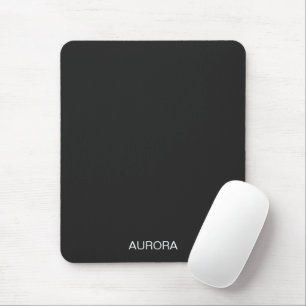 Elegant Jet Black Personalized Name - Mouse Pad