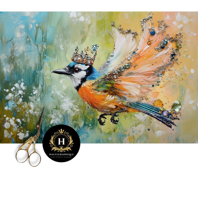 Elegant Jewel Embellished Bird Art Decoupage Tissue Paper (Creator Uploaded)