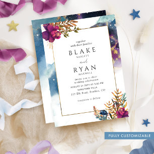 Elegant Jewel Tone Celestial Wedding Invitation