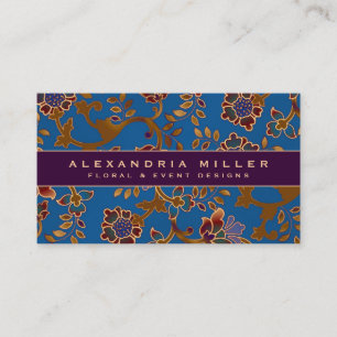 Elegant Jewel Tone Floral Flourish Amethyst Business Card