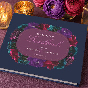 Elegant Jewel Tone Floral Wedding Memory Guest Book