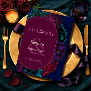 Elegant Jewel Tone Floral Wedding Save The Date