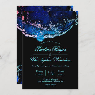 Elegant Jewel-Tone Purple Blue Wedding Invitation