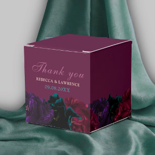 Elegant jewel tones flowers burgundy wedding favour box