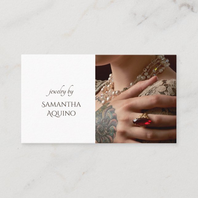 Elegant Jeweller Photo Business Card (Front)