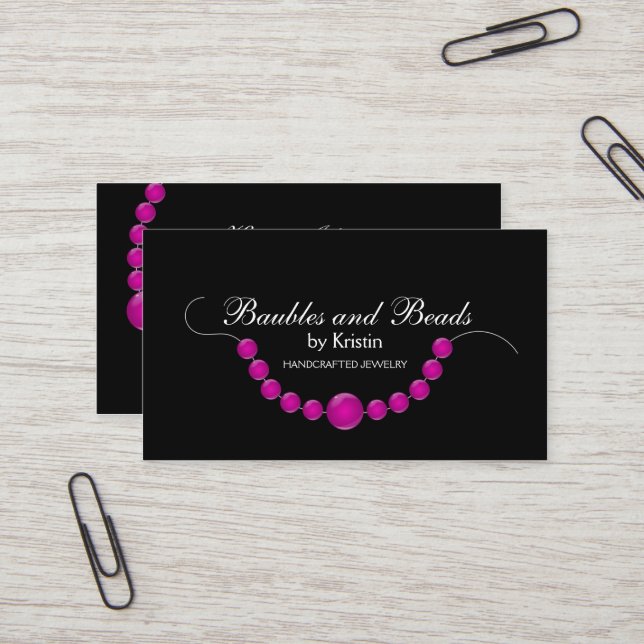 Elegant Jewellery and Beads Business Card (Front/Back In Situ)