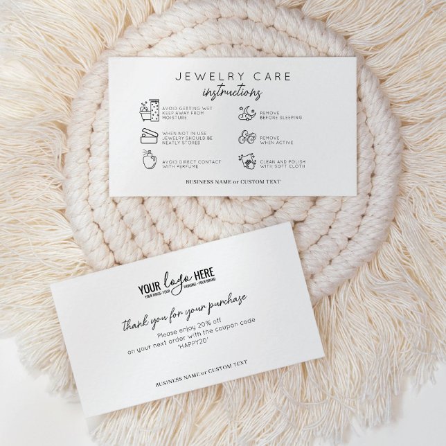 Elegant Jewellery Care Instructions Business Logo Enclosure Card (Creator Uploaded)