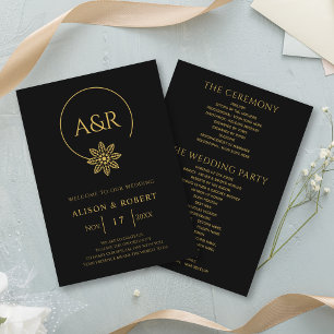 Elegant jewellery inspired frame and flower weddin programme