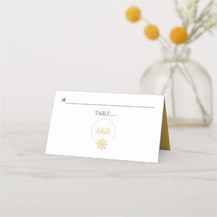 Elegant jewellery inspired frame & initials weddin place card