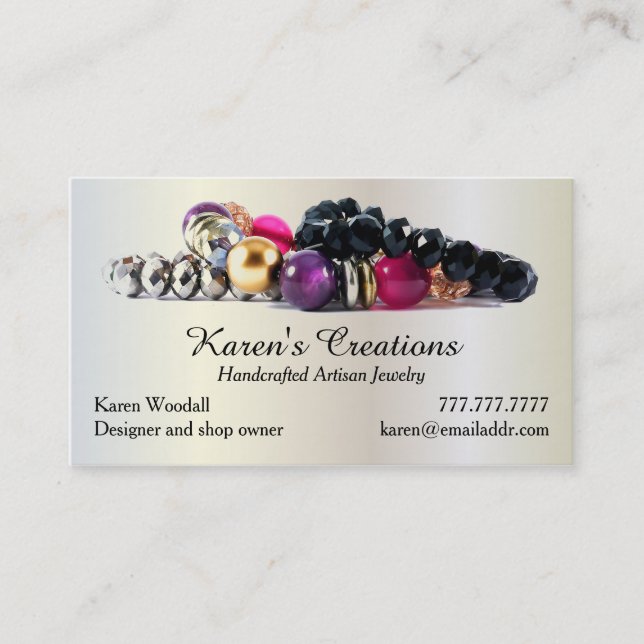 Elegant Jewellery or Jewellery Designer Maker Business Card (Front)