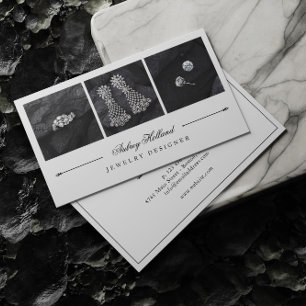 Elegant Jewelry Designer Photo Collage Business Card