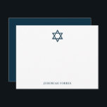 Elegant Jewish Star of David Note Card<br><div class="desc">This beautifully designed personalised note card features the timeless Star of David,  making it perfect for Jewish holidays,  bar or bat mitzvah thank-you notes,  or everyday messages with meaning. Printed on premium paper with customisable name detail,  this card blends tradition with elegant simplicity—ideal for heartfelt expressions and spiritual occasions.</div>