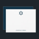 Elegant Jewish Star of David Note Card<br><div class="desc">This beautifully designed personalised note card features the timeless Star of David,  making it perfect for Jewish holidays,  bar or bat mitzvah thank-you notes,  or everyday messages with meaning. Printed on premium paper with customisable name detail,  this card blends tradition with elegant simplicity—ideal for heartfelt expressions and spiritual occasions.</div>