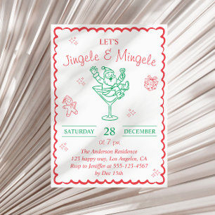 Elegant Jingle and Mingle Christmas Cocktail Party Invitation