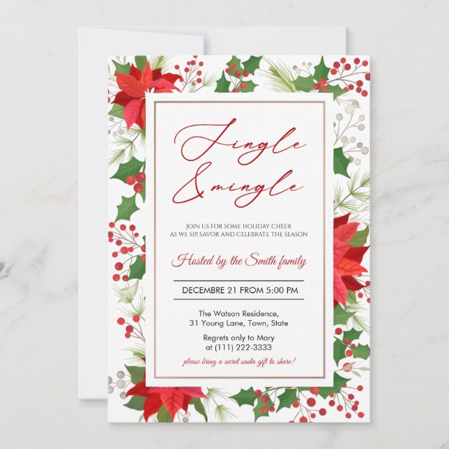 Elegant Jingle and Mingle Holiday Party Invitation (Front)