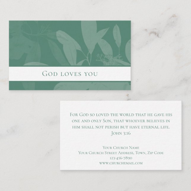 Elegant John 3:16 Custom Bible Scripture Church  Business Card (Front/Back)