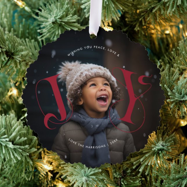 Elegant JOY | Christmas Holiday Photo Tree Decoration Card (Insitu (Tree))