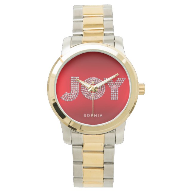 Elegant 'JOY' Custom Name Women's Gold & Silver  Watch (Front)