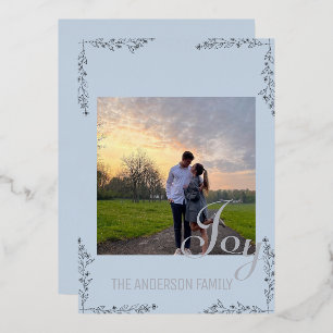 Elegant Joy Floral & Foliage Foil Photo Card