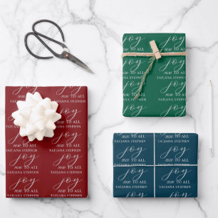 Elegant Joy GREEN NAVY BLUE LUXURIOUS Wrapping Paper Sheet