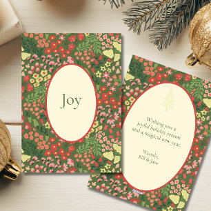 Elegant JOY Holiday Flat Card – Custom Message