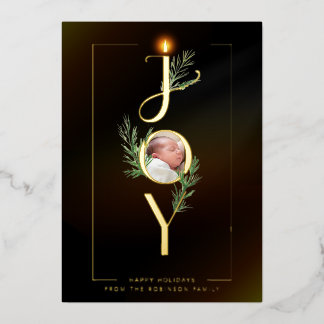 Elegant Joy Minimalist Photo Christmas Botanical