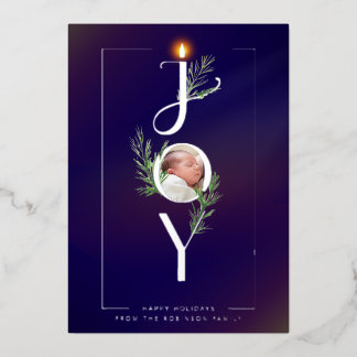 Elegant Joy Minimalist Photo Christmas Botanical