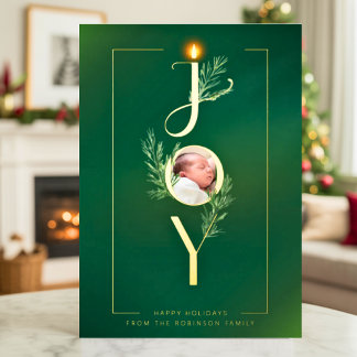 Elegant Joy Minimalist Photo Christmas Botanical