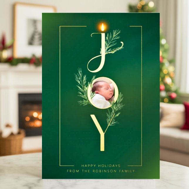 Elegant Joy Minimalist Photo Christmas Botanical (Creator Uploaded)