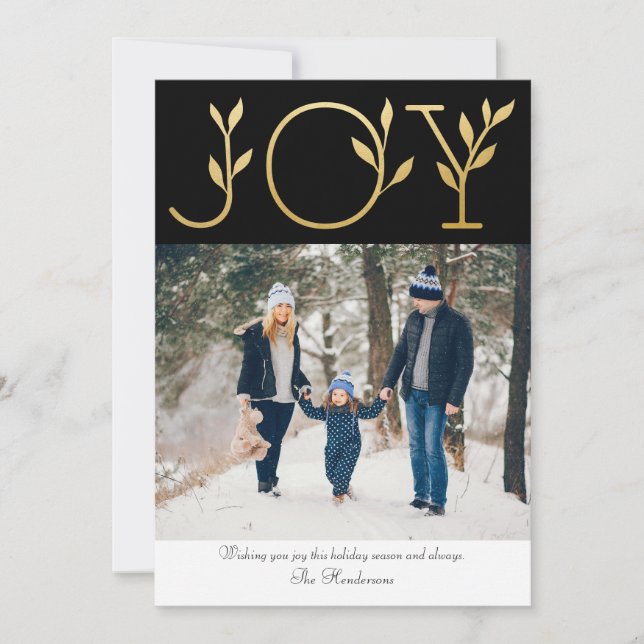 Elegant Joy Photo Holiday Card (Front)